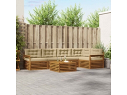 Vidaxl Conjunto De Sofás Para Exterior 6 Unid. Natural E Bege
