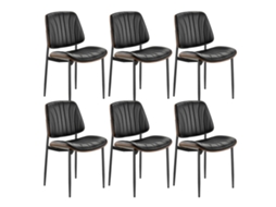 Cadeiras De Jantar 6 Peças Cadeira Decorativa Em Pu Com Pernas De Metal, Preto Vevor
