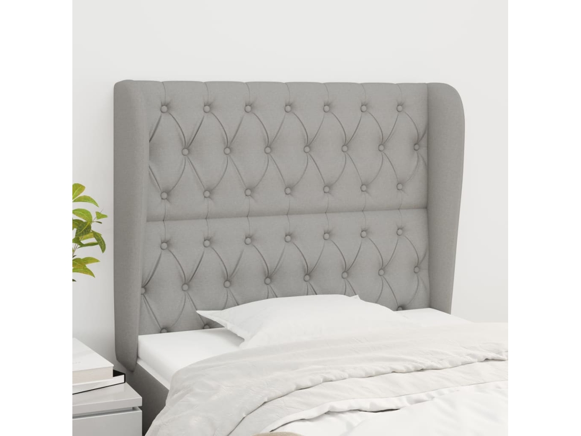 Vidaxl Cabeceira Cama C/ Abas Tecido 103x23x118/128 Cm Cinzento-claro
