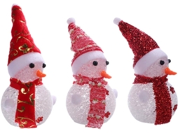 Boneco De Neve Iluminado De Plástico De 16cm Para O Natal