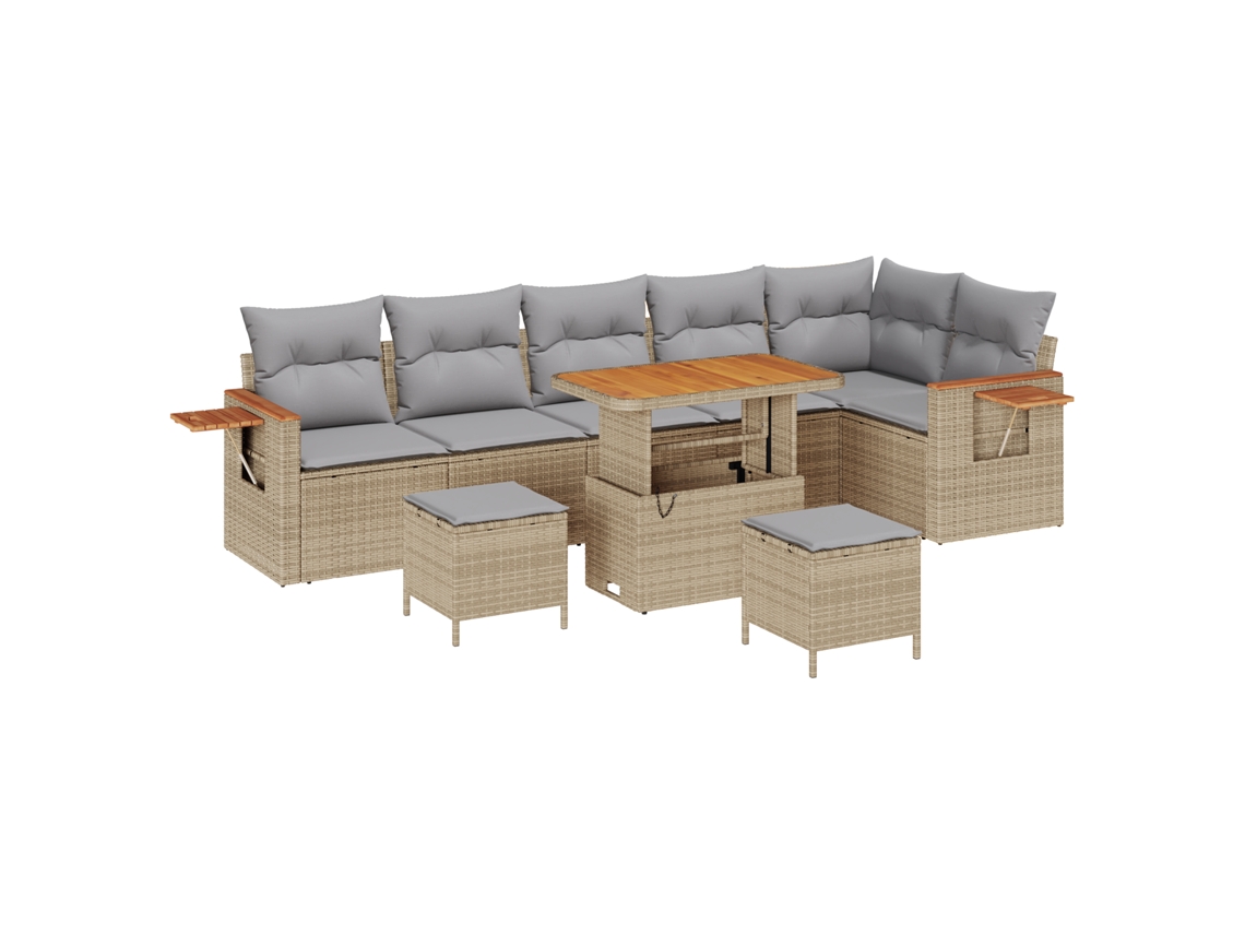 Conjunto 11 Conjunto De Sofá Modular Vidaxl Bege Vime Pe (289 X 192 X 85 Cm)