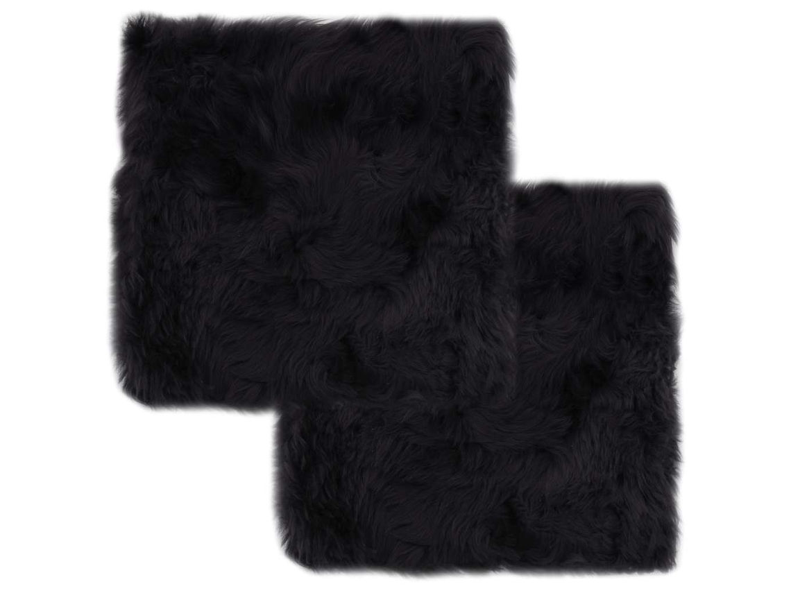 Vidaxl Almofadas Cadeira 2 Pcs 40x40cm Pele Carneiro Cinzento-escuro