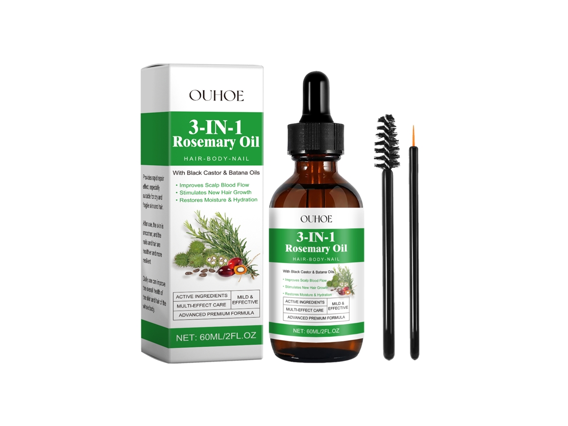 Essência Ouhoe para Cabelo e Unhas com Óleo de Alecrim, Castor Preto e Batana, Nutrição e Hidratação LAXISCREED