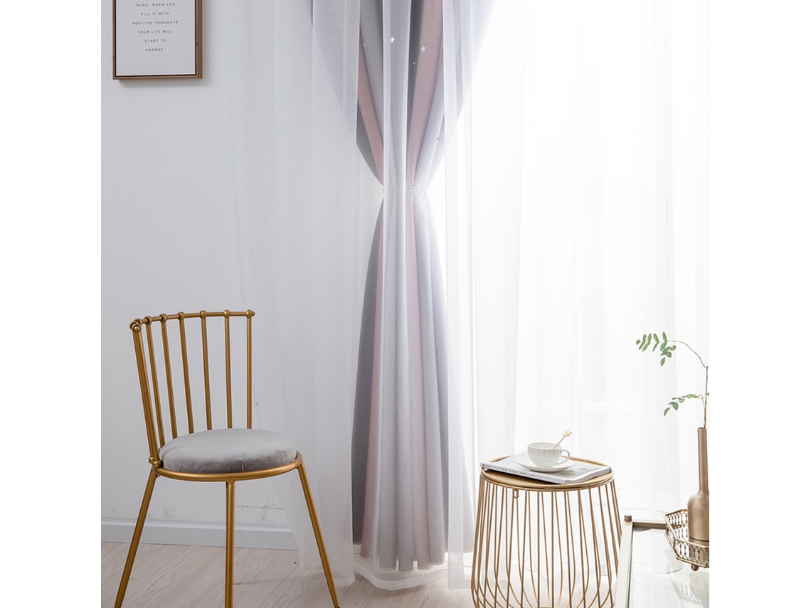 Cortinas Blackout Estrelas Para Quartos Infantil Cinza 53x95