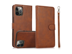 Capa Para Celular Com Estampa De Couro De Bezerro, Estilo Carteira 2 Em 1.marrom Escuro, Iphone 16