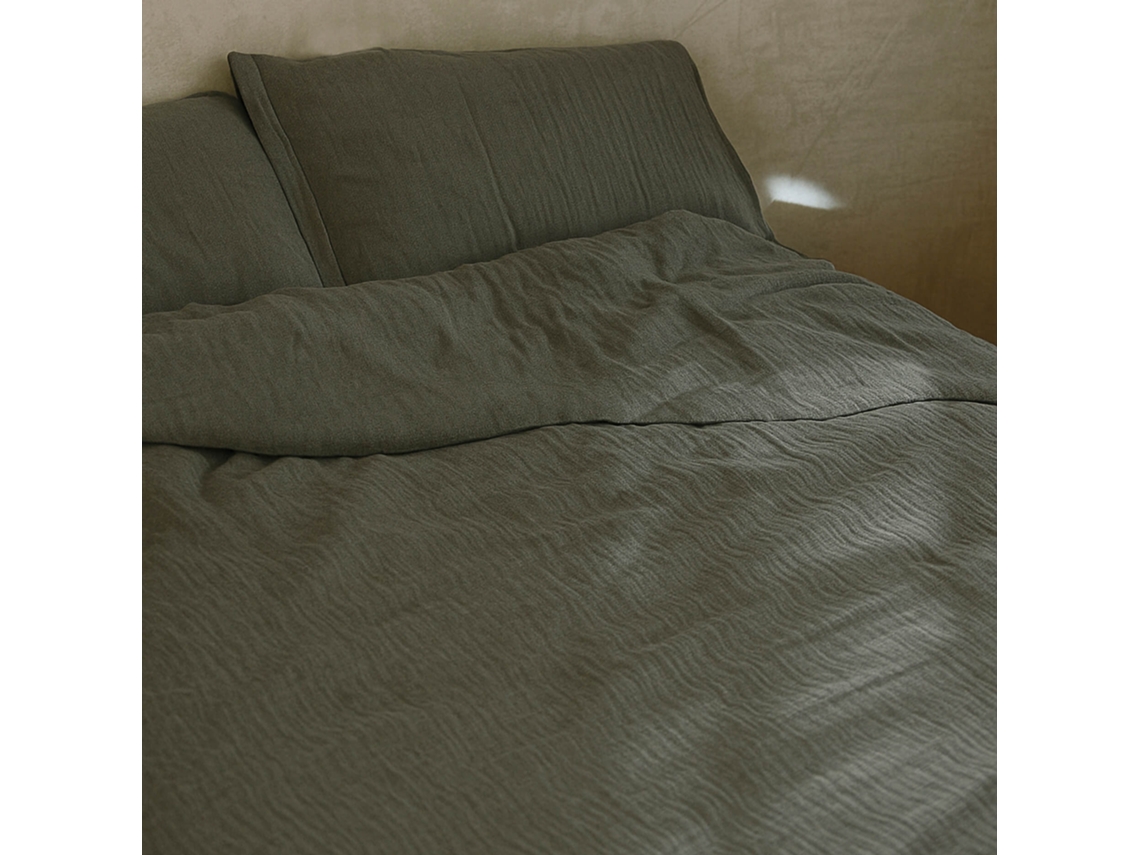 Capa De Edredão Musselina Verde Cama 135