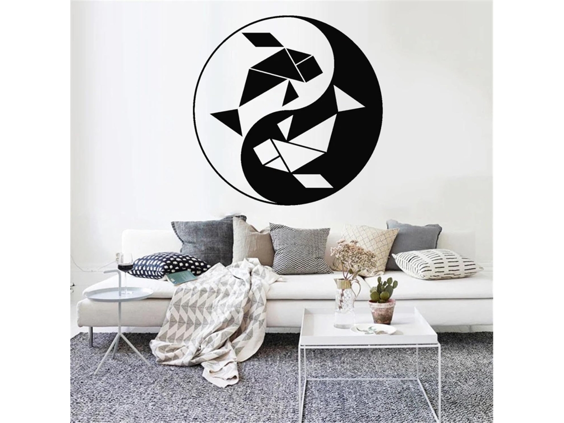Adesivos Muraux Géométriques Poissons Yin Yang Zen Vinil Adesivos Muraux Decoração De La Maison Salão Canapé Fond Mur Bricolagem Adesivos Muraux Art