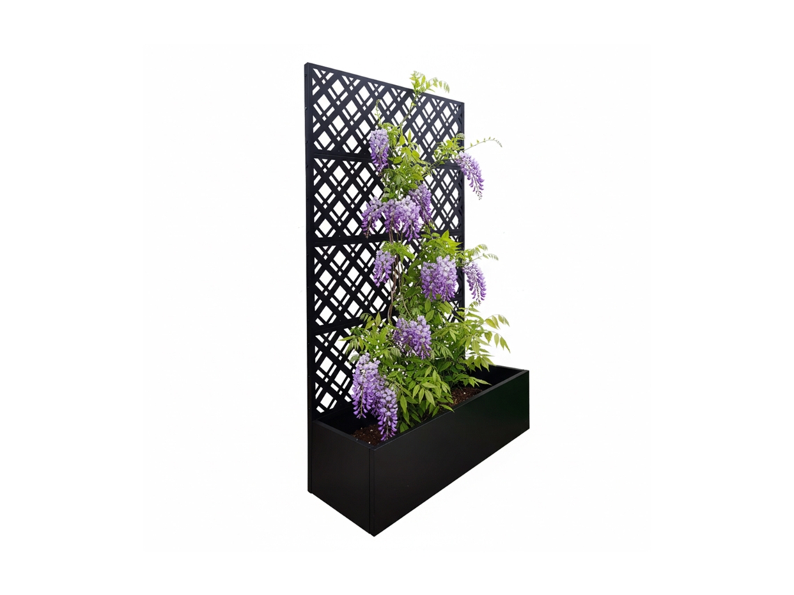 Relaxdays Jardineira Com Treliça, Design Diamond, A X L X P: 180x110x40 Cm, Proteção Visual E Floreira, Metal, Preto