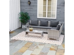 Tapete de Exterior Polipropileno Cor Branco e Castanho 182x274 cm Outsunny