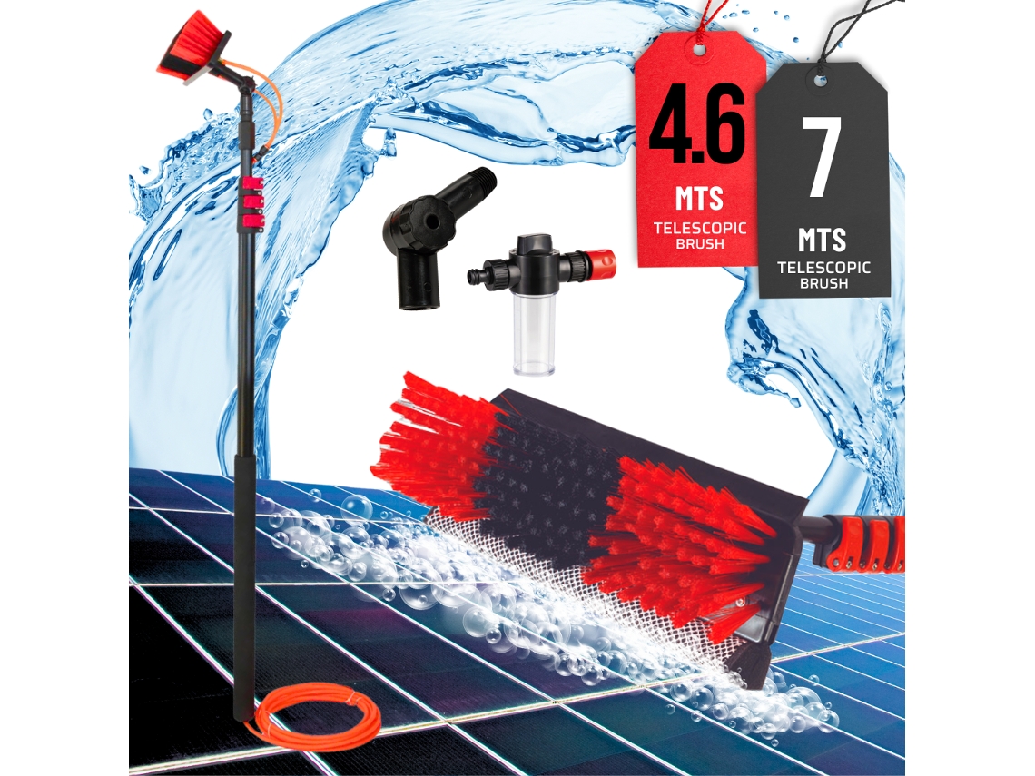 Vassoura de Limpeza Telescópica STARLYF Telescopic Hydrocleaner até 4,6 Mts Alimentada a Água Dispensador de Sabão Limpeza de Painéis Solares