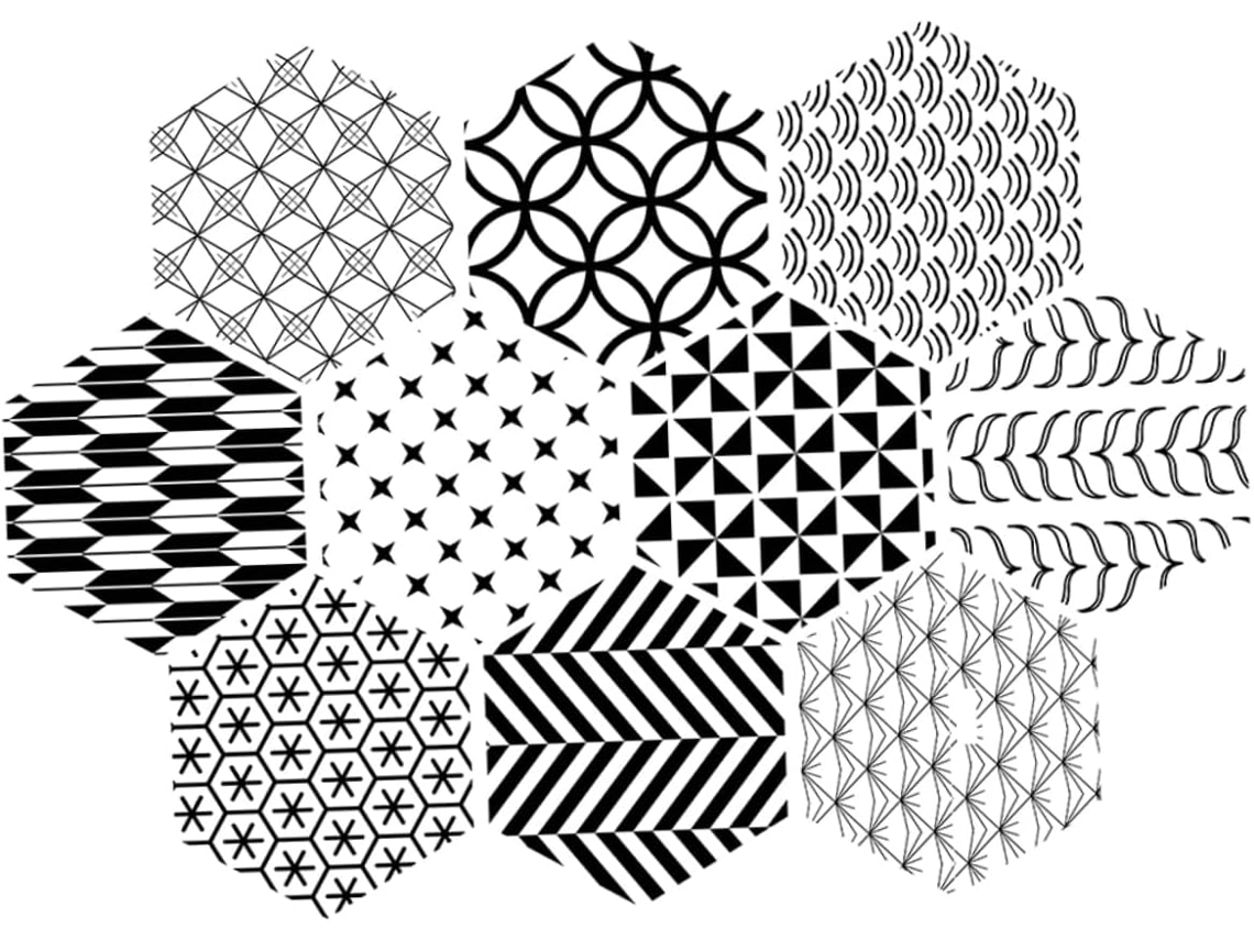 10 Adesivos Hexagonais Antiderrapantes, Superfície Lisa, Sem Rebarbas, Pvc, Pacote Com