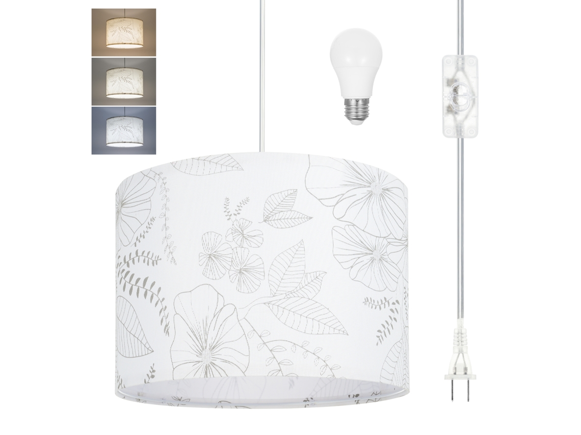 2026 lâmpada Pendente de Tela Floral com Lâmpada Led 3 Temperaturas, Cabo Transparente 15ft para Lar e Comércio