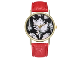 Relógio masculino de quartzo analógico com pulseira de couro PU e mostrador redondo T247-a (vermelho)