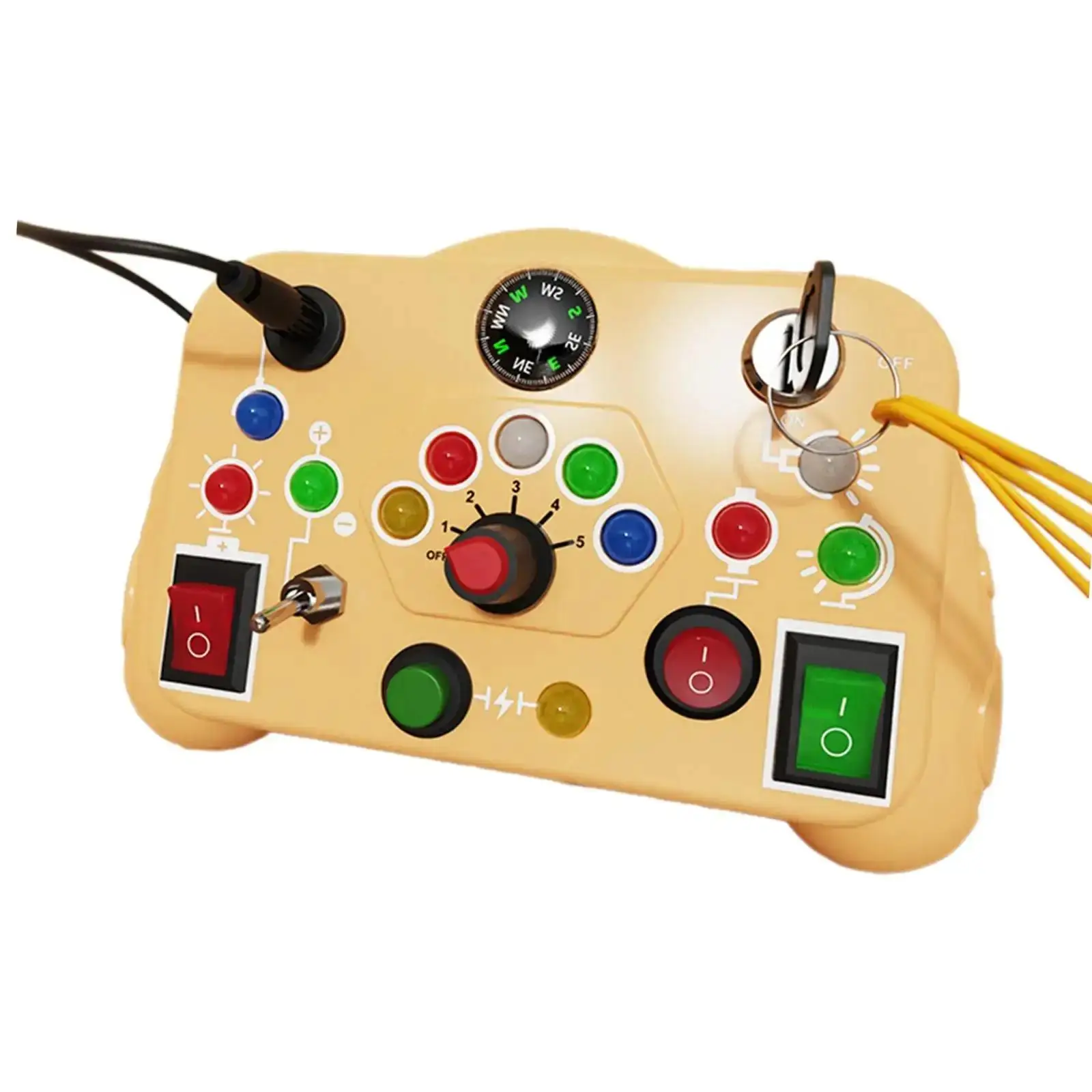 Montessori Ocupado Board Sensual Brinquedo com Luz Led Interruptor de Controle de Máquina, Exercício Capacidade de Coordenação MDUG (amarelo)