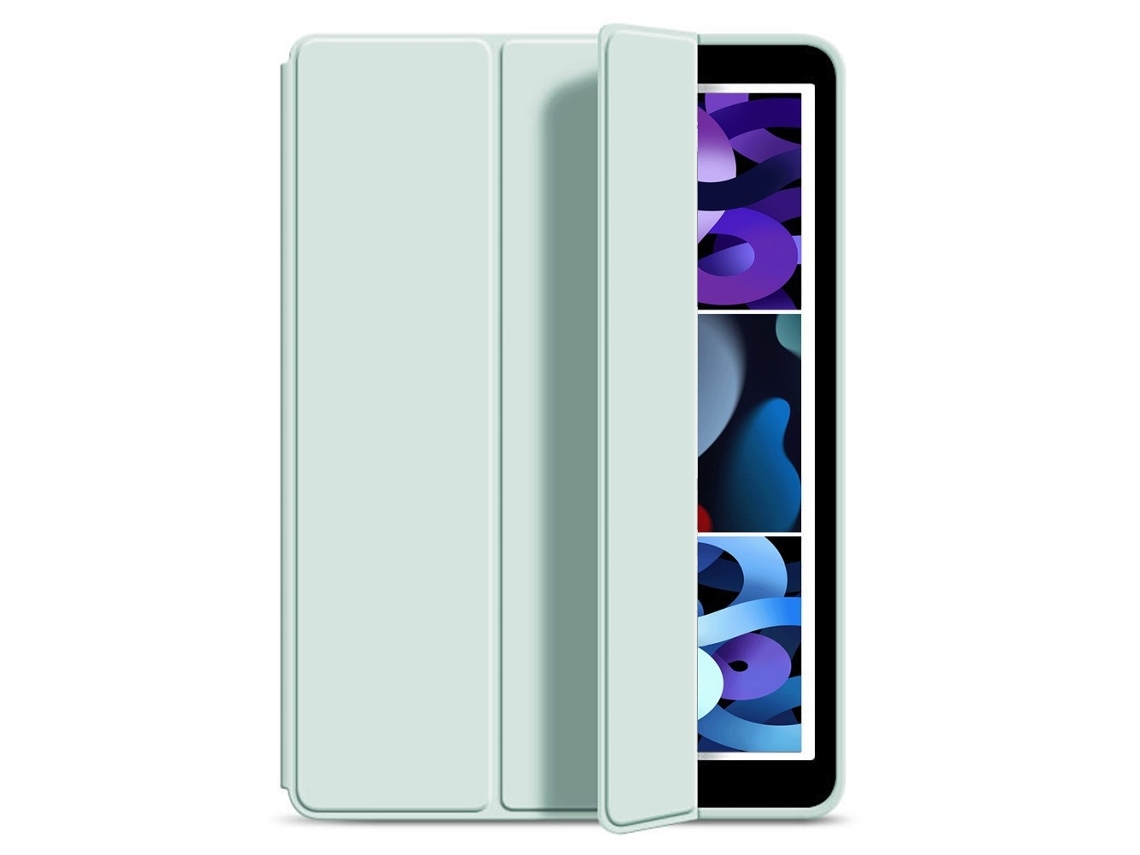 Capa Protetora Dobrável Tripla Para Ipad De 10,9 Na Cor Verde Matcha Com 10 Suportes Integrados Em Silicone Macio. Tuotuo
