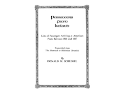 Livro Passengers From Ireland De Donald M Schlegel (inglês)