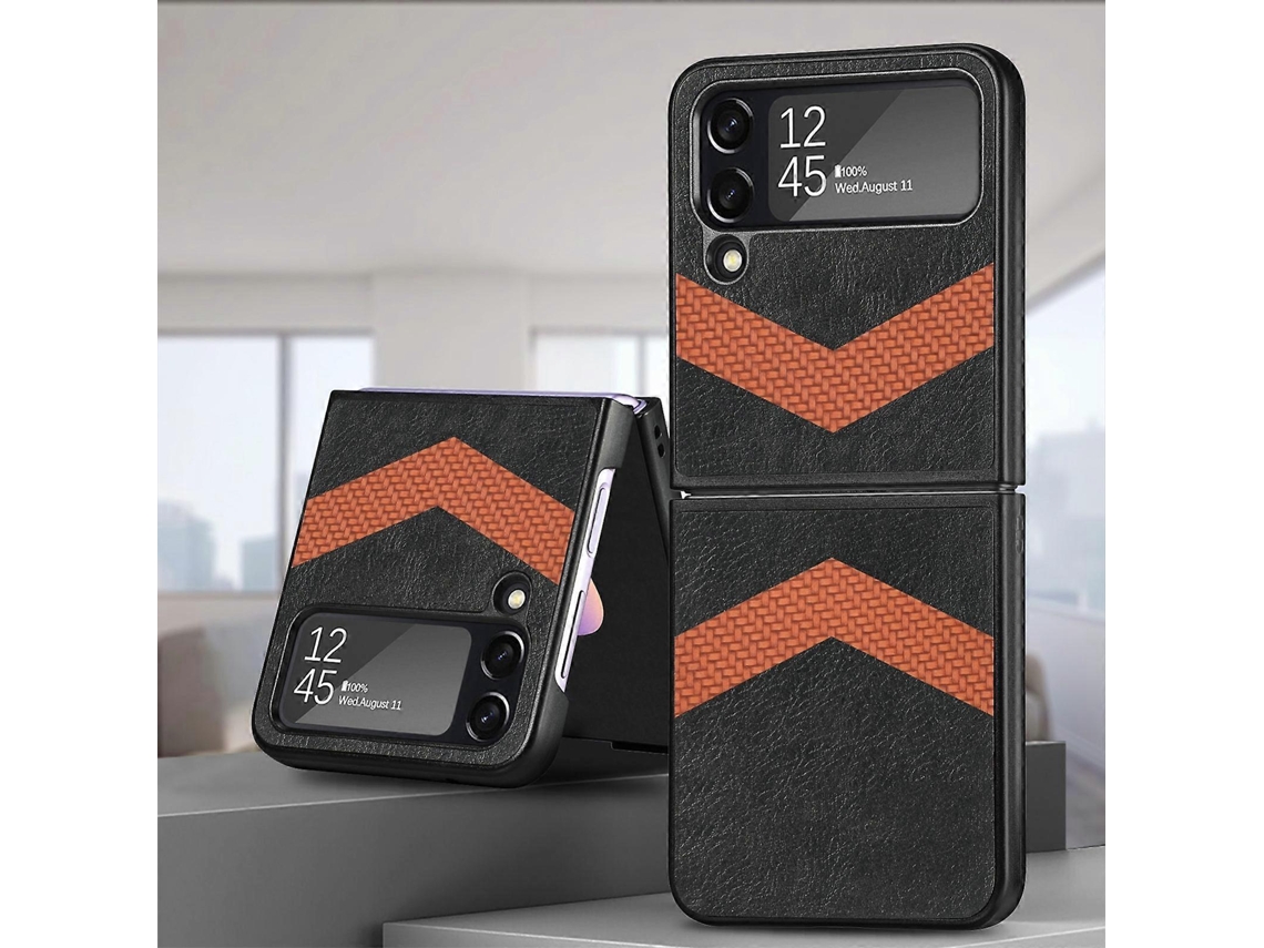 Capa Dobrável Com Costura De Fibra Em Formato De V Para Samsung Galaxy Z Flip4