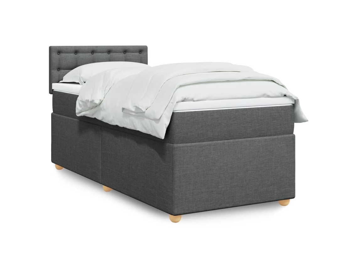 Cama Com Molas/colchão 80x200 Cm Tecido Cinzento-escuro
