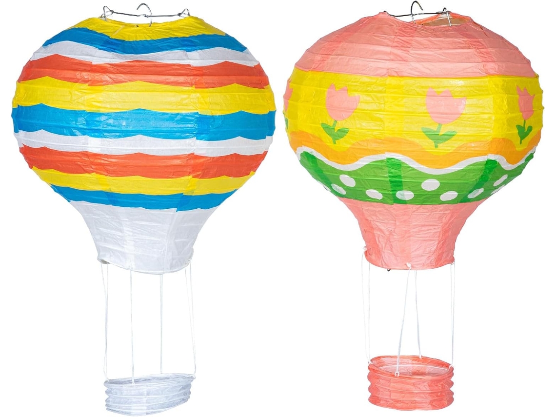 Lanternas de Papel com um Lindo Desenho Balão Ar Quente, 2 Unidades, Feitas. Decorações Criativas CHABERLU