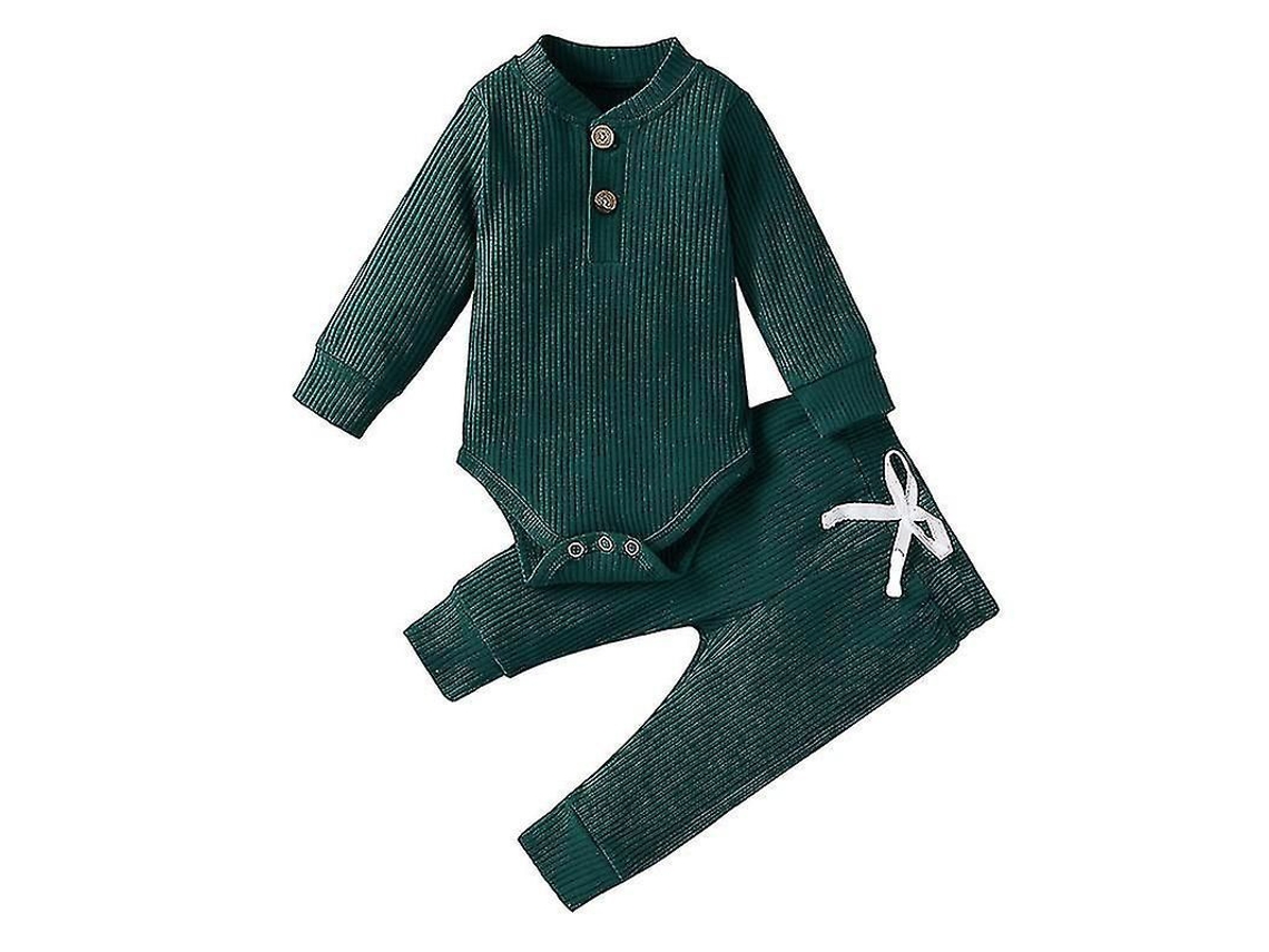 Conjunto infantil Fasst de 2 peças: camiseta de gola redonda e calça com cintura elástica, manga comprida, cor lisa, algodão com elastano.