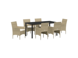 Conjunto 7 De Jantar Garden Vidaxl Bege Vime Pe
