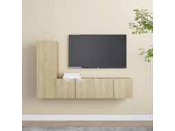 Vidaxl 3 Pcs Conjunto Móveis De Tv Derivados Madeira Carvalho Sonoma