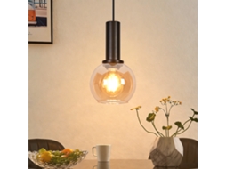 Candeeiro Suspenso em Preto 1 Luzes Estilo Industrial Vintage Vidro Casquilho E27 Altura Regulável para Sala de Estar e Sala de Jantar ZMH
