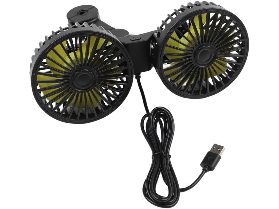 Ventilador De Carro Com Rotação 360° E Duas Cabeças, Para Banco