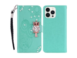 Capa Para Iphone 15 Pro Pele Sintética Azul
