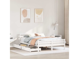 Vidaxl Cama Sem Colchão 135x190 Cm Madeira De Pinho Maciça Branco