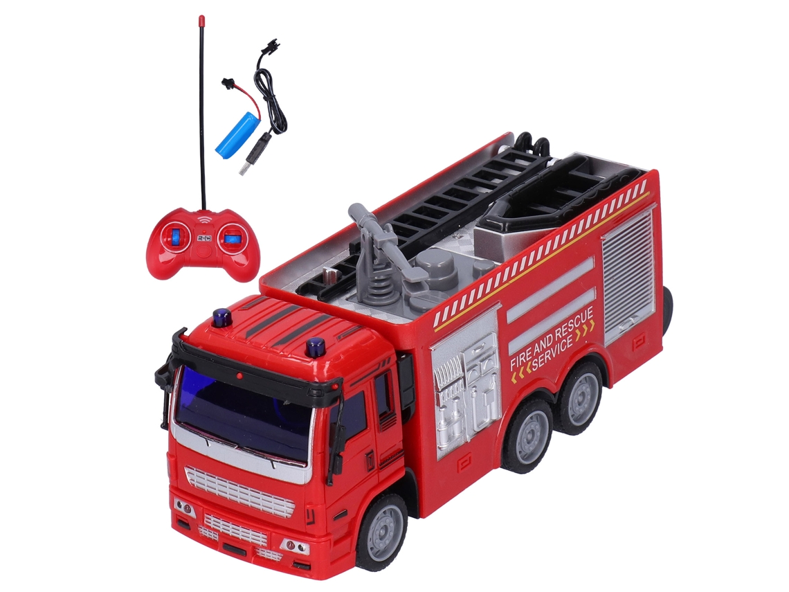 Modelo De Caminhão De Bombeiros Controle Remoto Com Luz E Som Simulação Brinquedo 6+