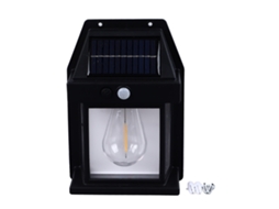 Luz Solar Externa De Muro Com Sensor De Movimento Preta
