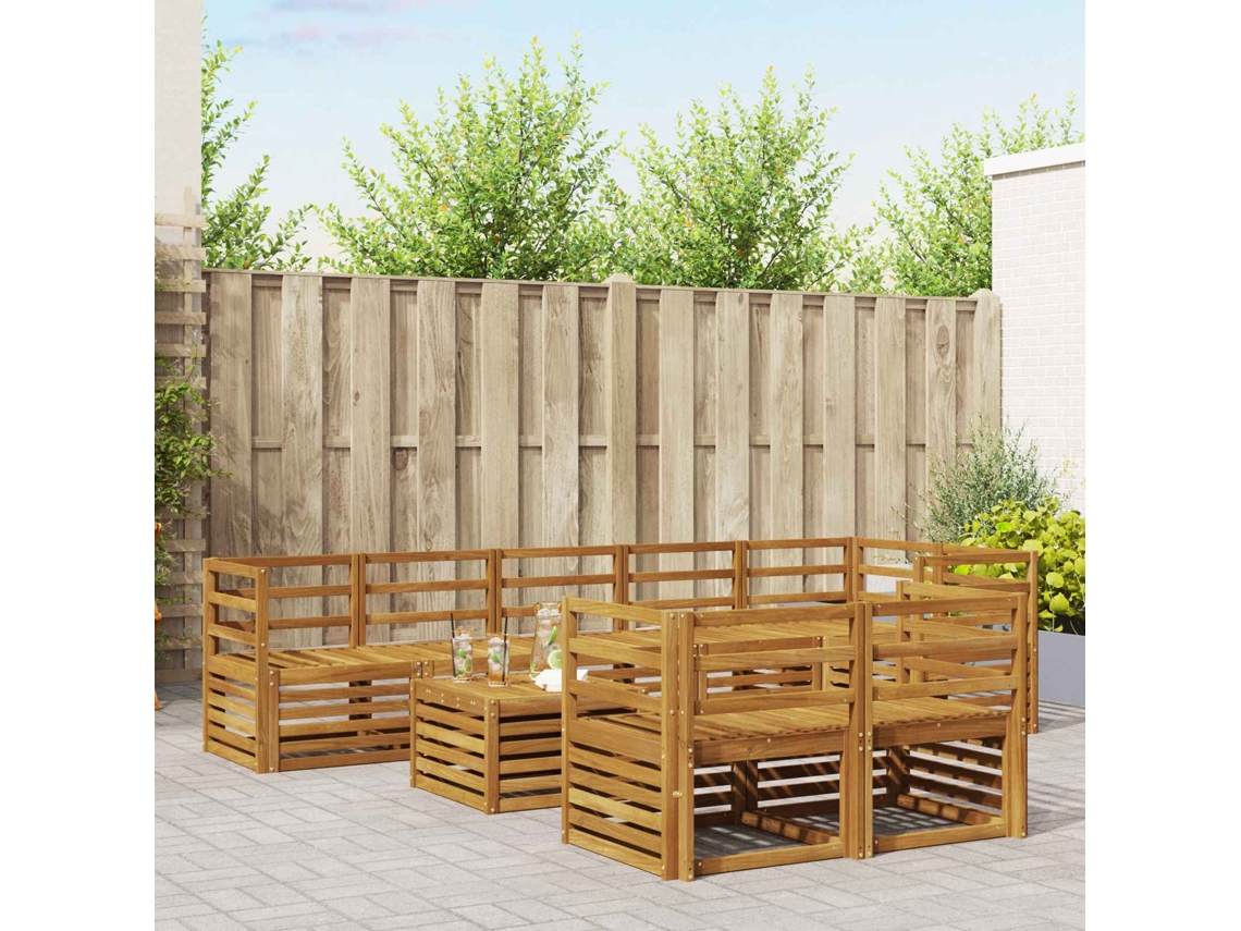 Vidaxl Conjunto De Sofás Para Exterior 9 Unid. Natural Poliéster