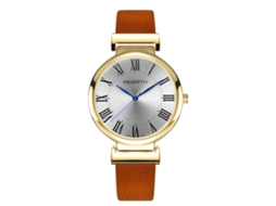 Relógio Analógico de Pulso com Pulseira de Couro Pu, Quartz, Aço Inoxidável, Vermelho