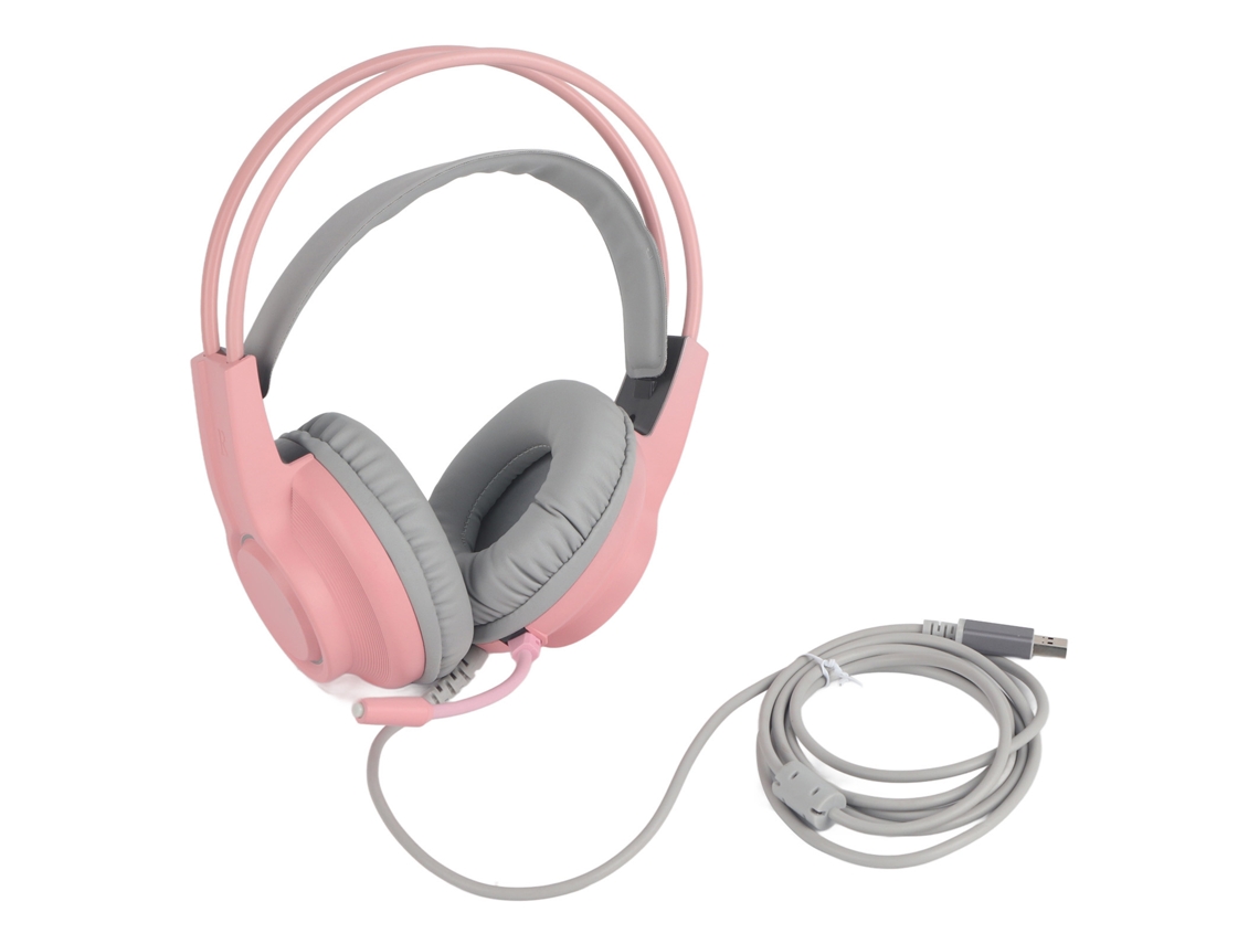 Fones De Ouvido Para Jogos Com Microfone Com Fio 7.1 Usb Head-mounted Headset Para Computador De Mesa Rosa H200