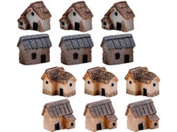 Conjunto 12 Miniaturas Casas Resina Decoração Jardim Ornamentos Micropaisagens Design Criativo Possibilidades GOKOCO