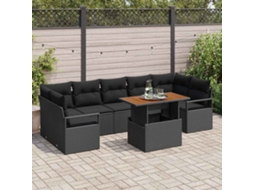 Vidaxl Conjunto De Sofá De Jardim 8 Unid. Preto Rattan Sintético