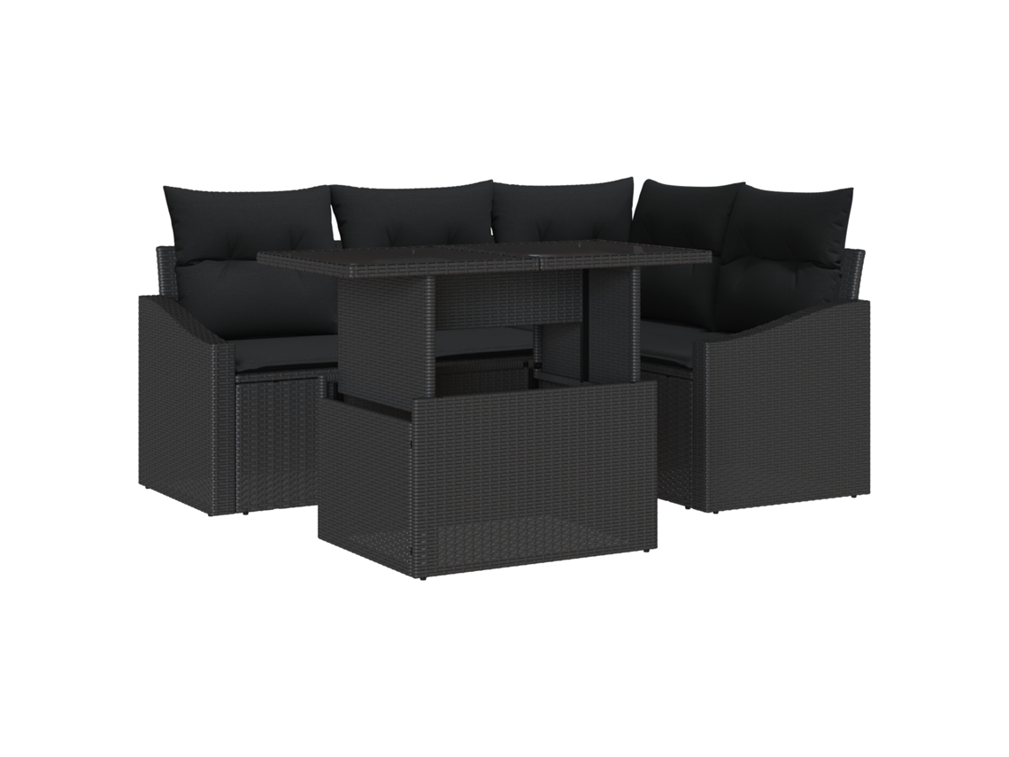 Conjunto 5 Conjunto De Jardim Vidaxl Preto Vime Pe (100 X 55 X 73 Cm)