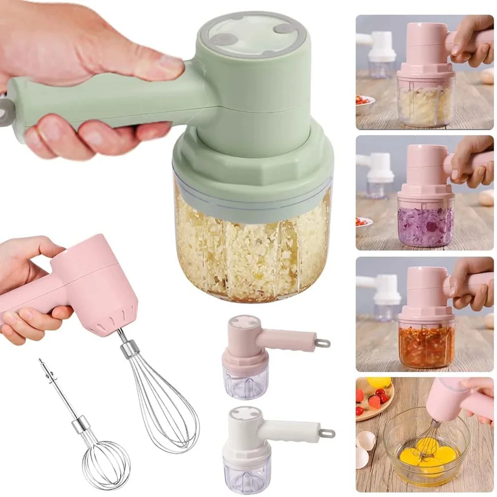 Picador De Alho Elétrico Sem Fio De 250 Ml, Utensílio De Cozinha Branco