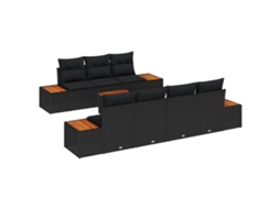 Conjunto 8 Conjunto De Sofá De Jardim Vidaxl Preto Vime Pe (55 X 55 X 37 Cm)