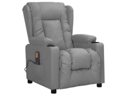 Vidaxl Cadeira De Massagens Couro Artificial Cinzento