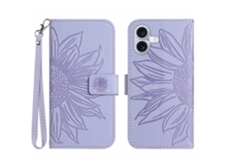 Capa Carteira Skalo Para Iphone 17 Com Estampa De Flor Em Relevo - Roxa