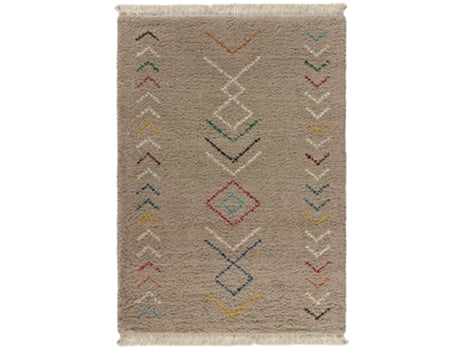 Alfombra shaggy con flecos - ATTICGO - Ziri - Beig, 160X230 cm