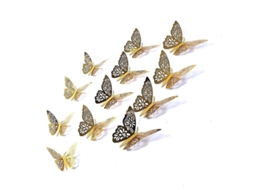 12pcs Adesivos De Parede Borboleta 4d Oca Diy Decoração Casa Festa Casamento Infantil Oro 2