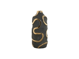 Vaso HOME ESPRIT Cinzento Dourado Grés Abstrato Moderno 19 x 19 x 45 cm