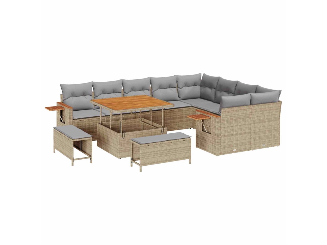 Maison Exclusive - Conjunto De Sofá De Jardim 12 Pcs Bege Vime Pe
