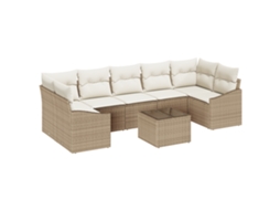 Conjunto 8 Móveis De Jardim Vidaxl Bege Vime Pe (289 X 123,5 X 85 Cm)