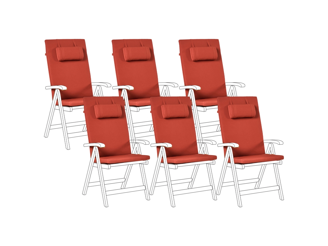 Conjunto De 6 Almofadas De Encosto/assento Java/amantea Premium 50 X 71 Cm Vermelho