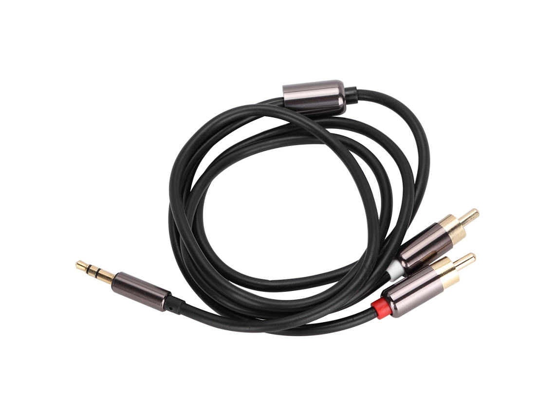 Aetheria cabo Adaptador Áudio 3.5mm Macho para 2 Rca Macho 1m Splitter Auxiliar Preto