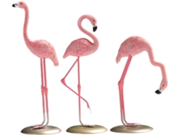 Conjunto De 3 Enfeites De Mesa Em Resina Com Flamingos Para Uso Interno E Externo.